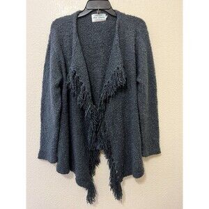 WILD THING OF CHICO CA Wild Woman Gray Open Cardigan Fringe Fuzzy Lagenlook XL